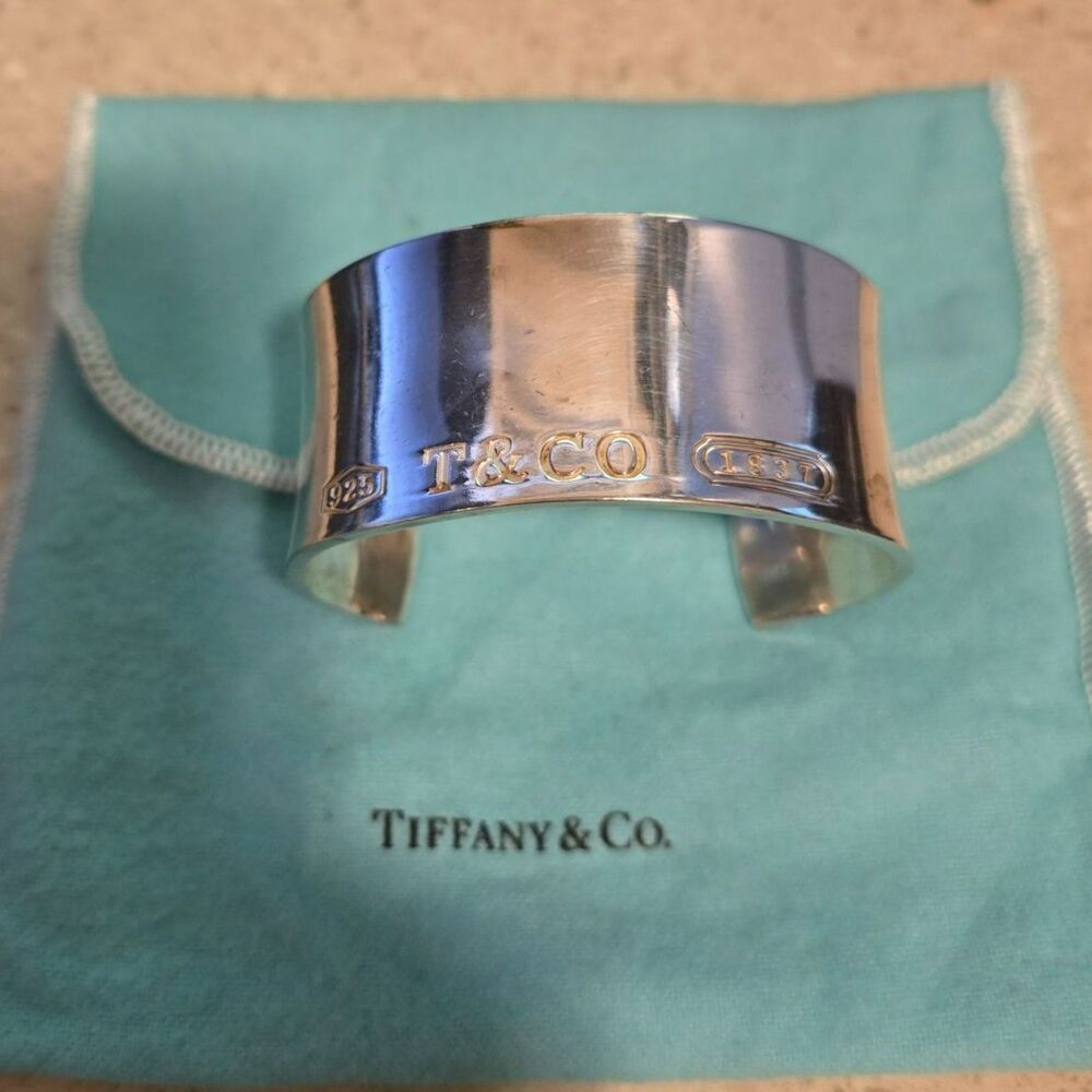 Vintage Tiffany & Co Sterling Silver Wide Bangle Cuff Bracelet